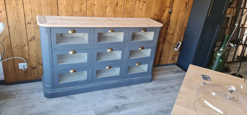 cabinet with drawers grainetier patina gray and raw top