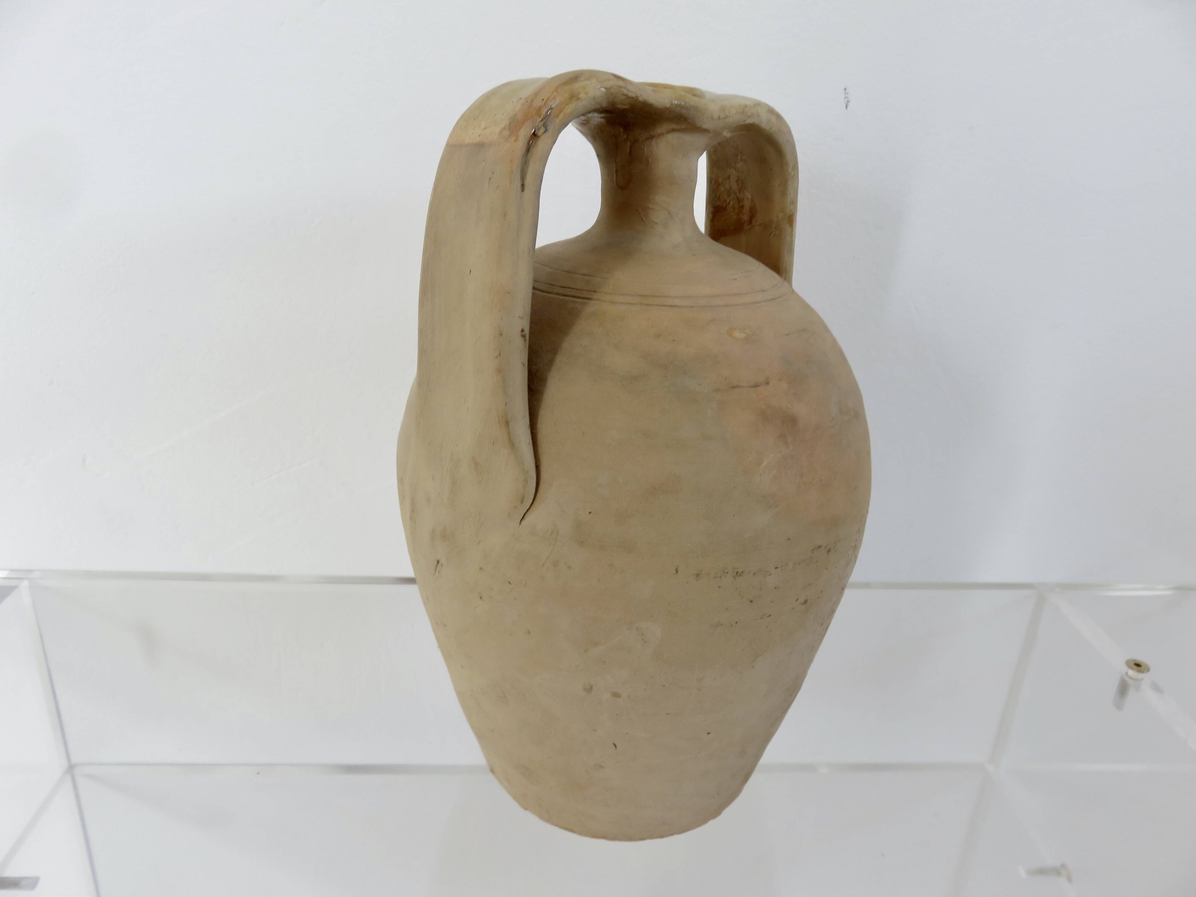 Jar, amphora, vase, in terracotta with handles, southern France, 1950