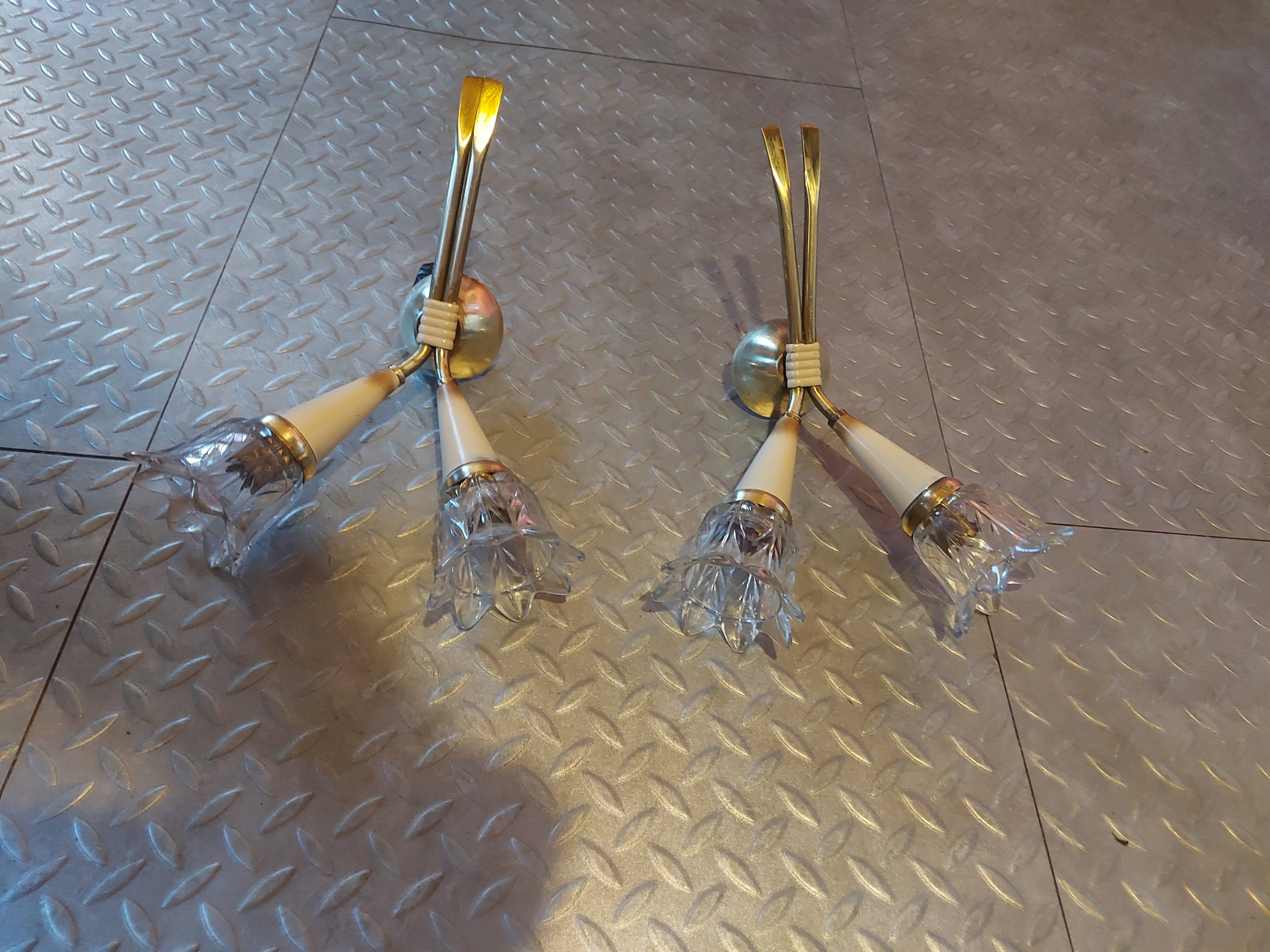 Pair of Lunel brass wall lamps