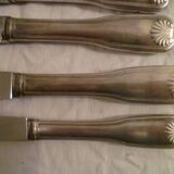 Set of 5 table knives / 9 dessert knives in silver plated mod.shell