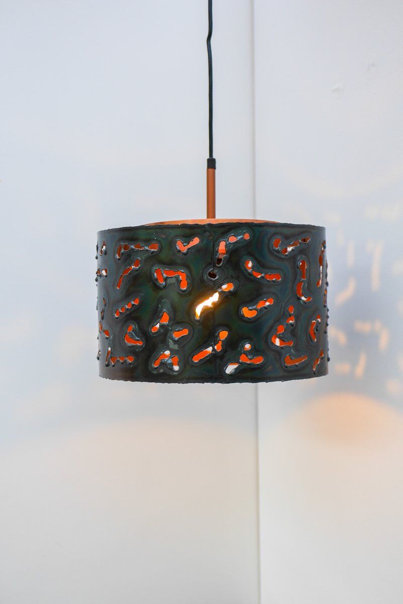 Brutalist copper pendant lamp from Boréns, 1970s