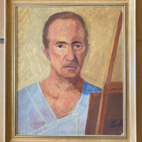 Painting - vintage portrait - the artist in front of his easel
