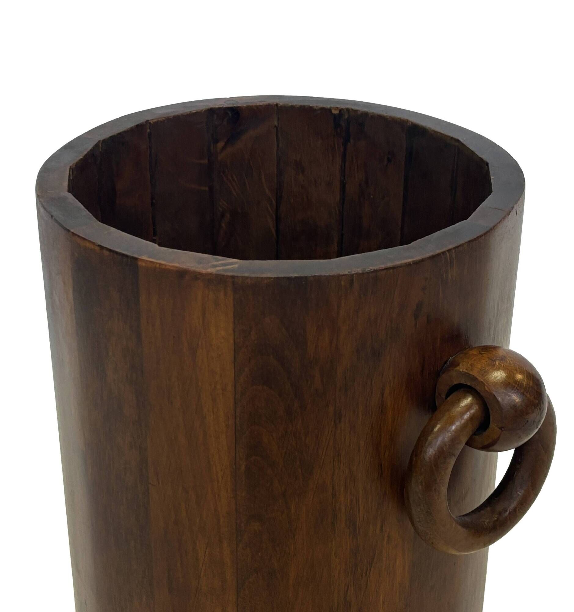 Vintage Wooden Cylinder Umbrella Stand, 1960s minimalist design