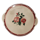 Plat à tarte en faïence vintage à decor de fleurs rouges
