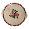 Vintage earthenware pie dish decorated with red flowers