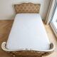 Double bed Louis XV in wood and floral fabric