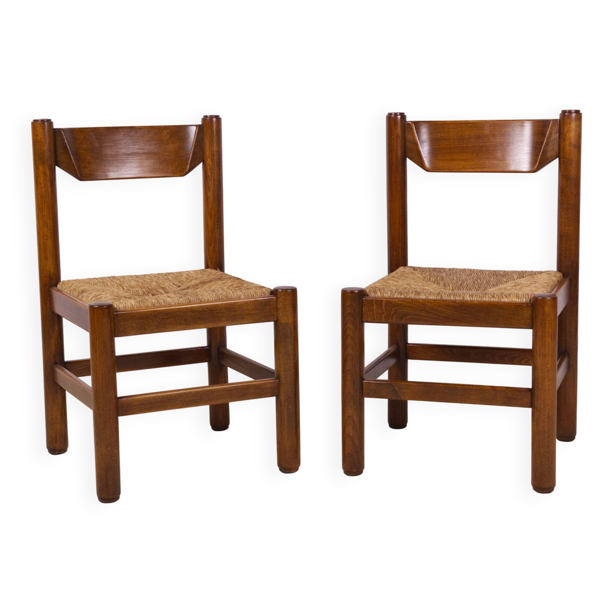 Pair of Beech and Rope Dining Chairs — in the Style Magistretti/Michelucci