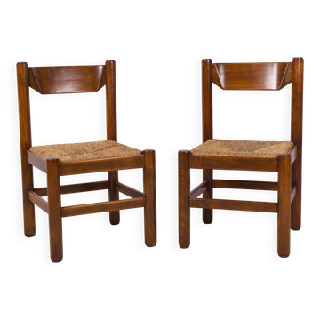 Pair of Beech and Rope Dining Chairs — in the Style Magistretti/Michelucci