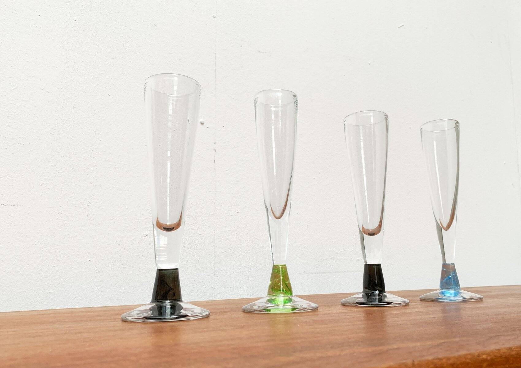 German Champagne Glasses by Regina Kaufmann for Glashagen Hütte, Set of 4