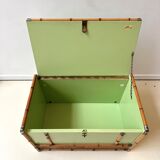 Gautier wooden, rattan and bamboo chest, 70s-80s