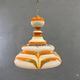 Italian art glass pendant lamp orange & white hand-blown chandelier, 1970s