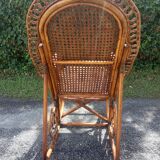 Rocking-chair vintage Peacock in rattan