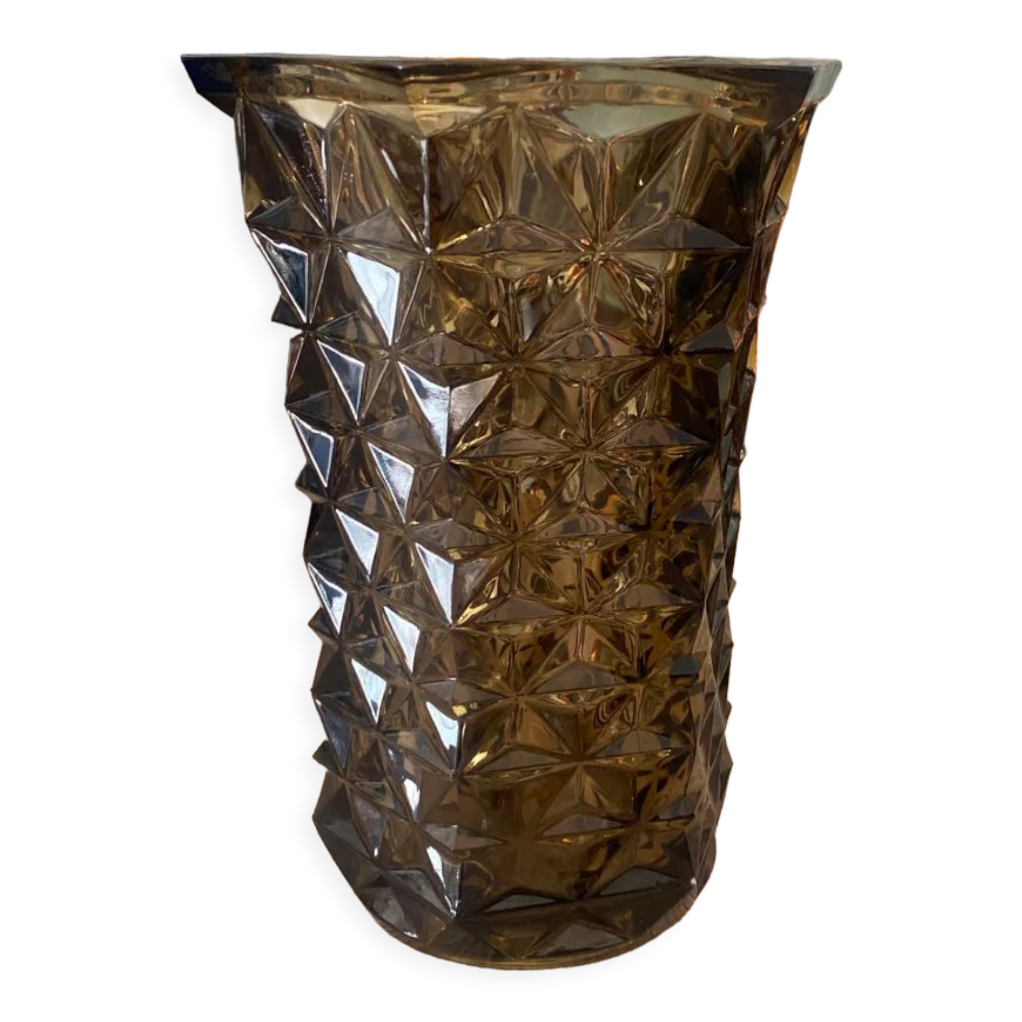 Smoked black chiseled glass vase