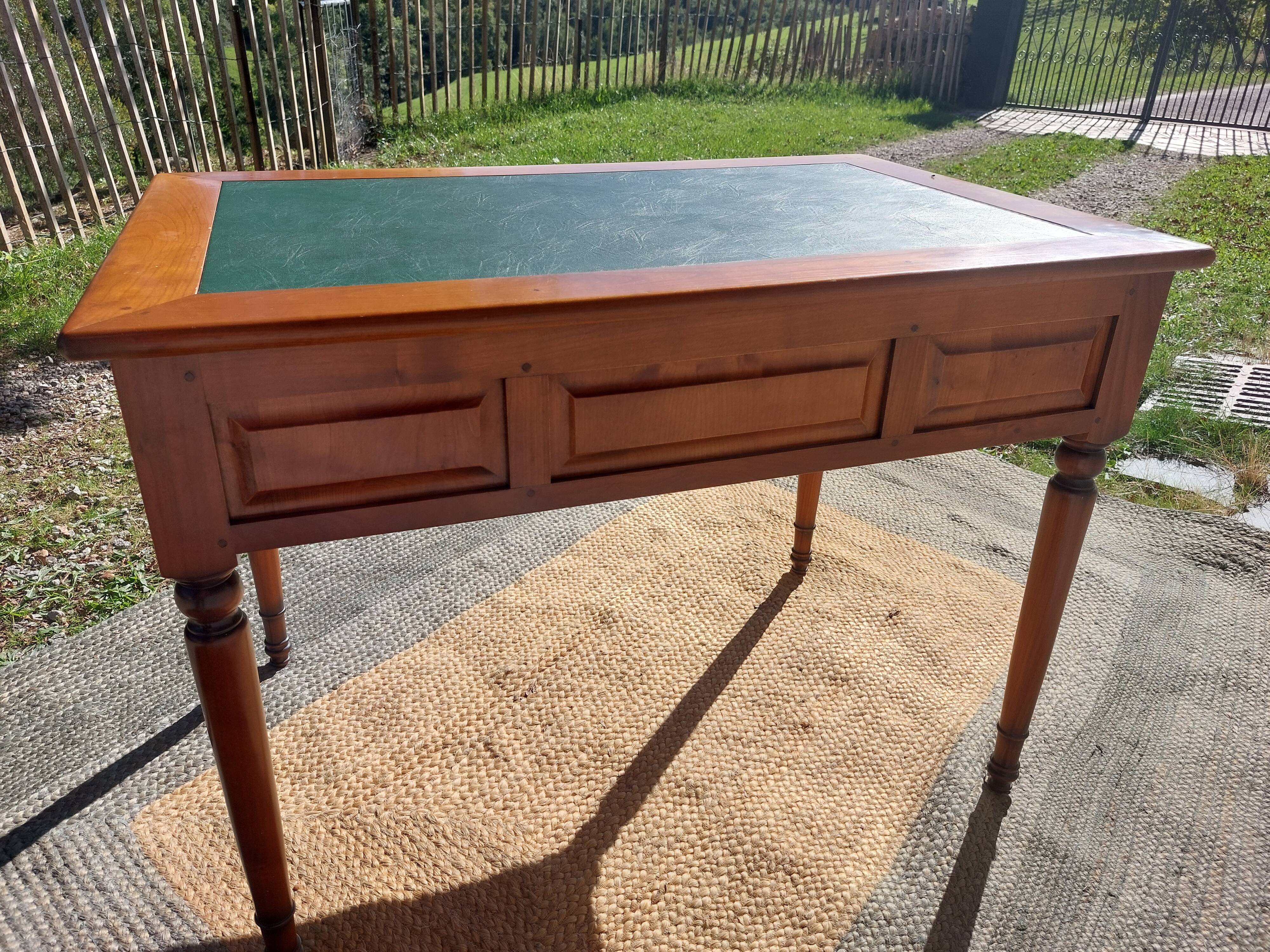 Desk, green leather top