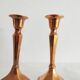 Pair of small golden brass candlesticks