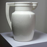 Large Art Deco toilet bowl, antique cracked faience.