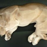 Sleeping dog sculpture, setter, pointer, Royal Copenhagen porcelain