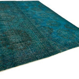 Handmade oriental unique 1980s 297 cm x 390 cm turquoise wool carpet