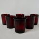 Set of 6 70s burgundy colored glass glasses