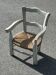 Old children's marsh armchair, straw and painted wood