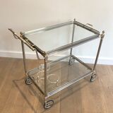 Silver brass rolling table with removable trays
