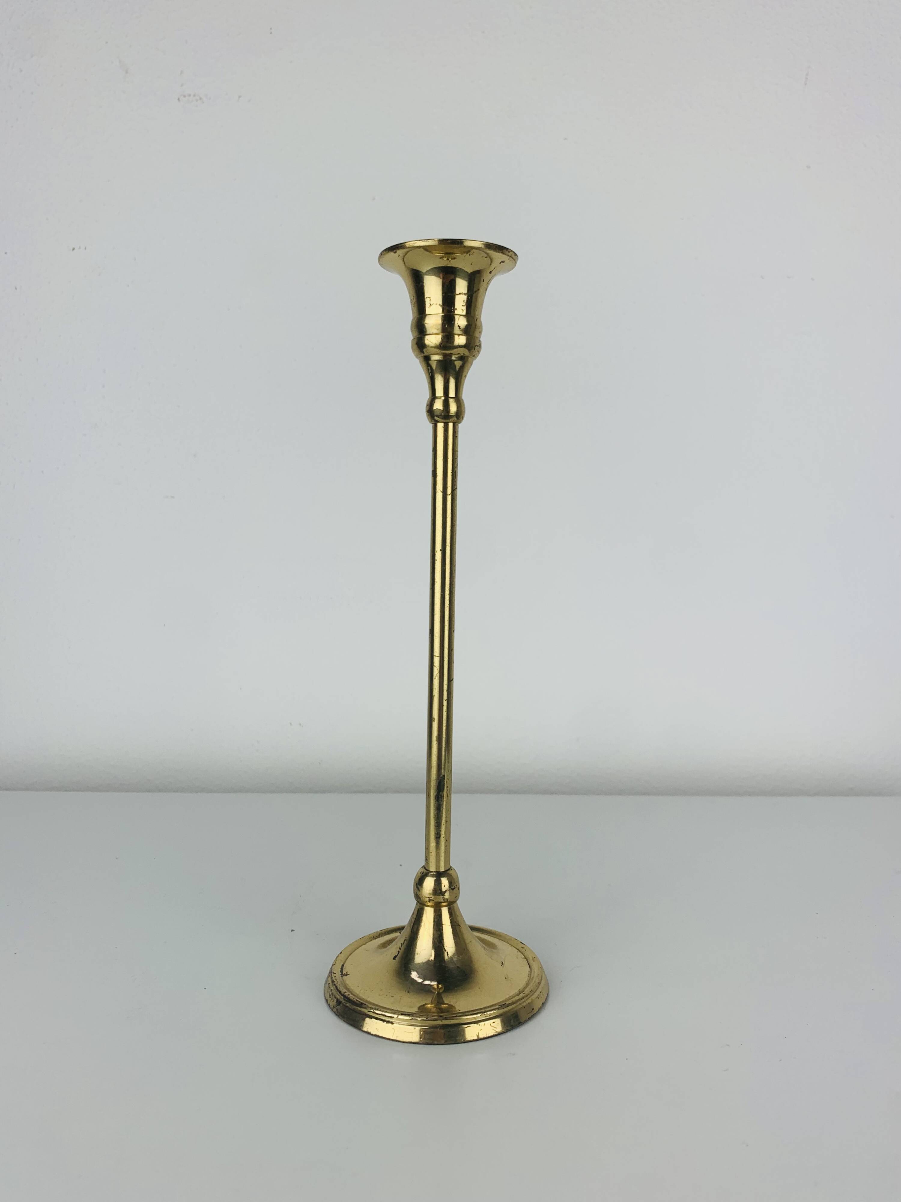 Vintage gold brass candle holder