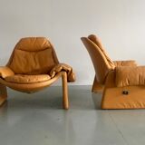 Set of 2 chairs P60 with ottoman by Vittorio Introini for Saporiti 1960