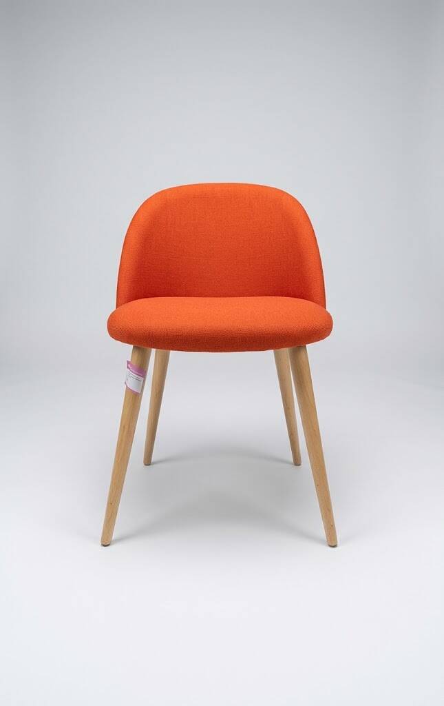 Red Fabric Chair with Wooden Legs