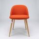 Red Fabric Chair with Wooden Legs