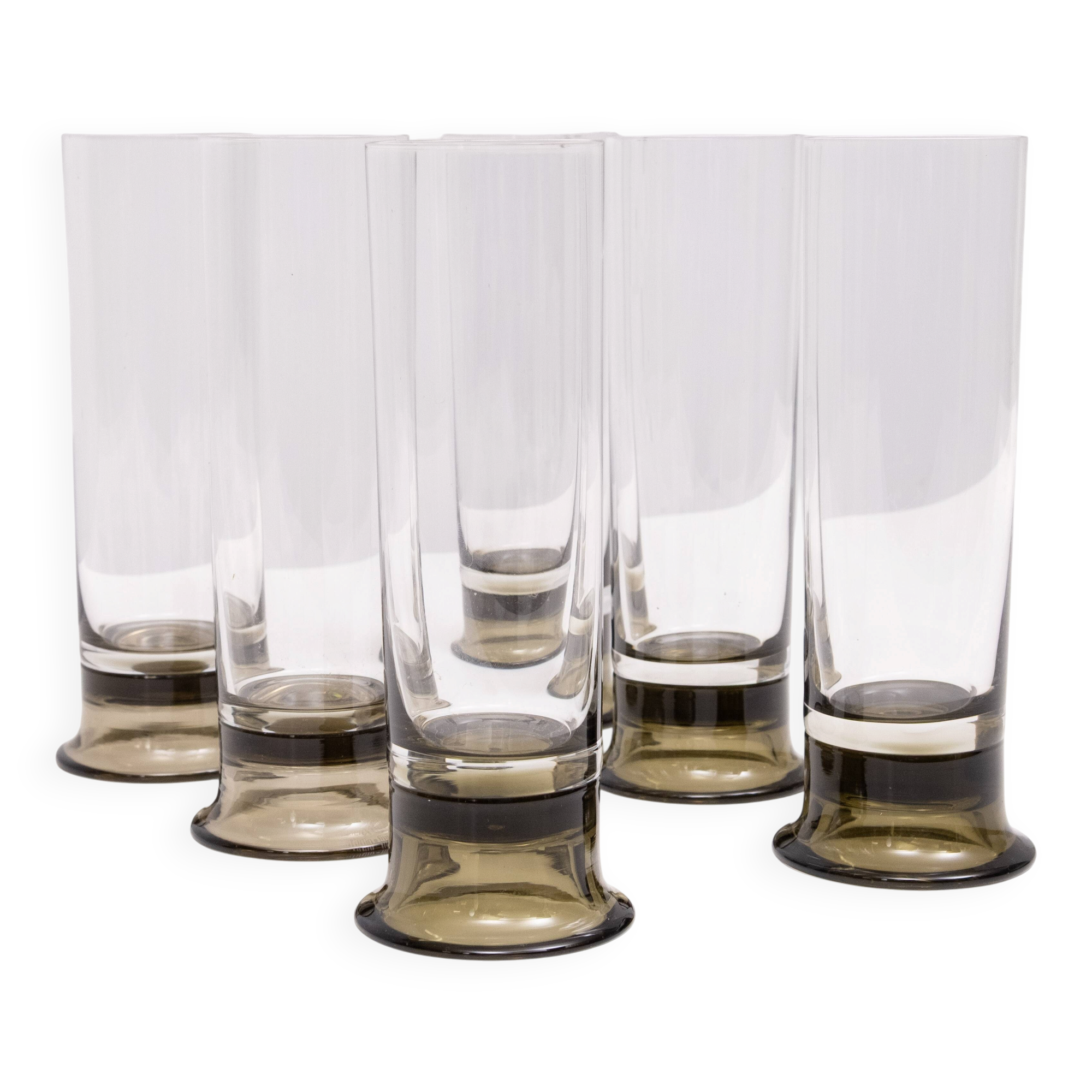 Set of Six Smoked Glass Beer Glasses by Rosenthal, 1970s