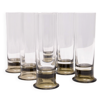 Ensemble de six verres à bière en verre fumé par Rosenthal, années 1970.
