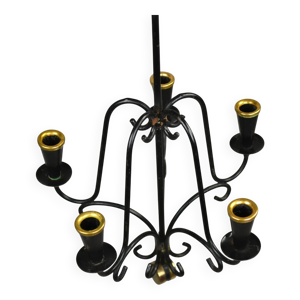 Chandelier en métal - 1950 cuivre