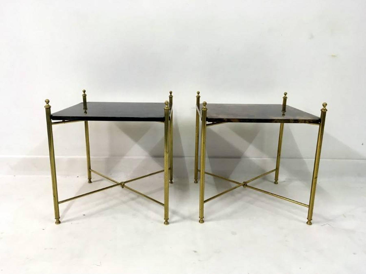 Pair of lacquered goatskin tables