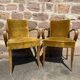 Pair of fabric bridge armchairs mid-century 1950 no club chesterfield