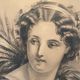 Portrait of a young girl with a bundle of wheat XX century
