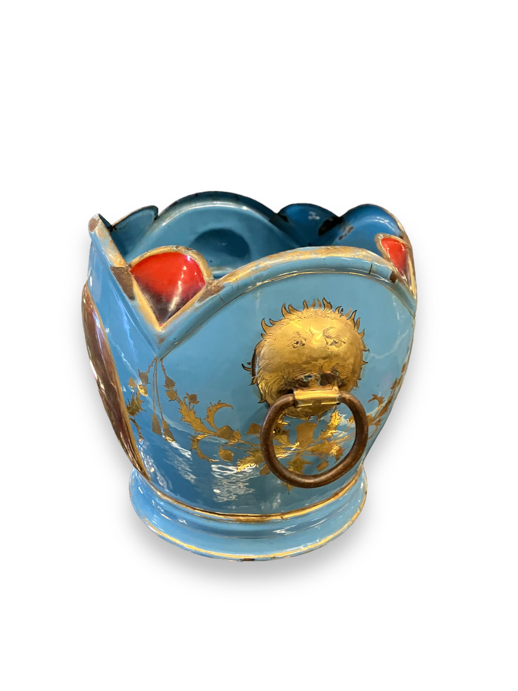 Planter In Early Painted Enamelled XIXth Signed E. Corrier