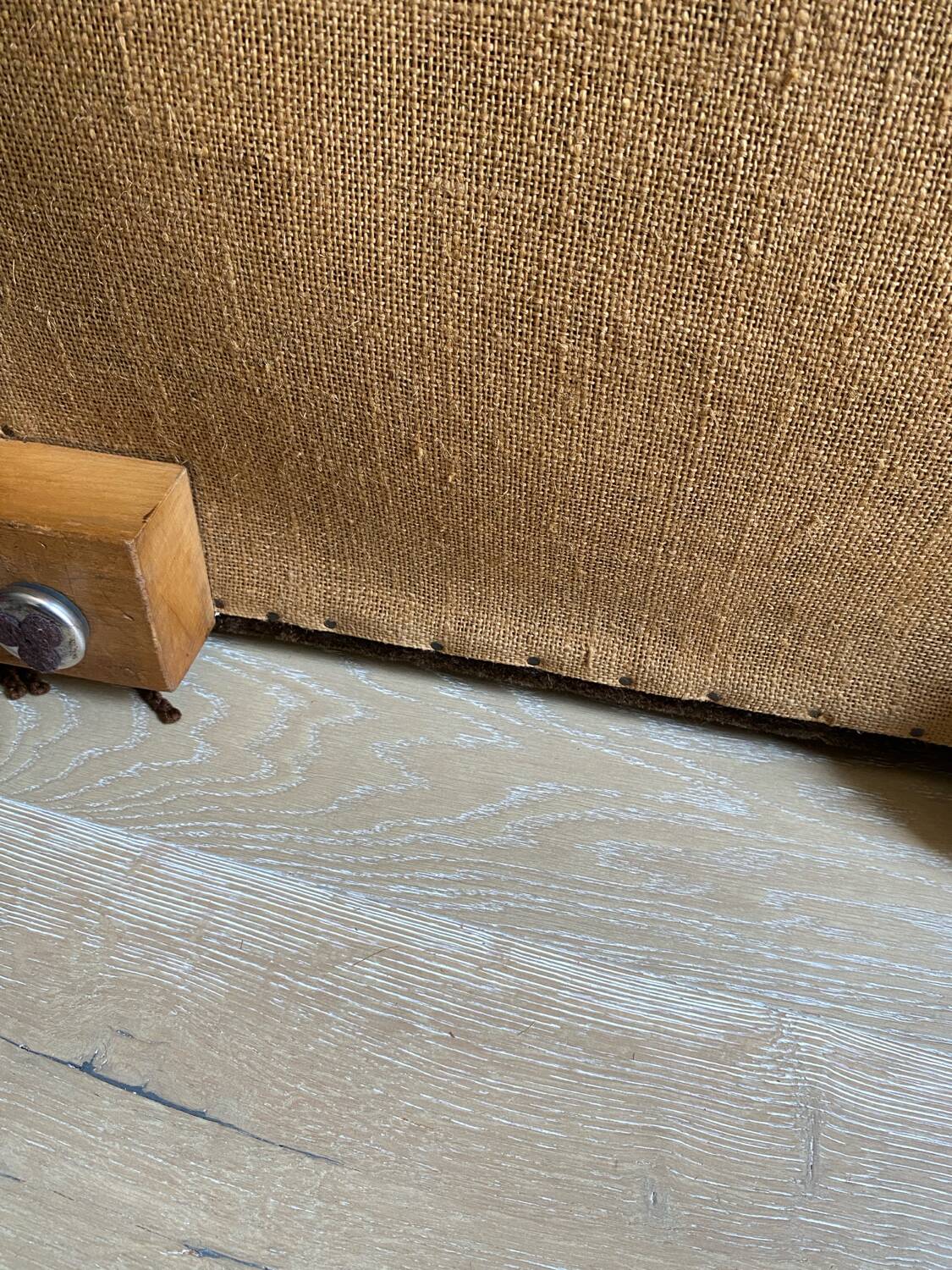 Large brown velvet pouf