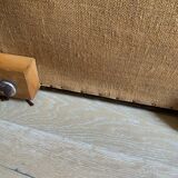 Large brown velvet pouf