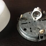 Round ceiling light in white opaline vintage 60s-70s