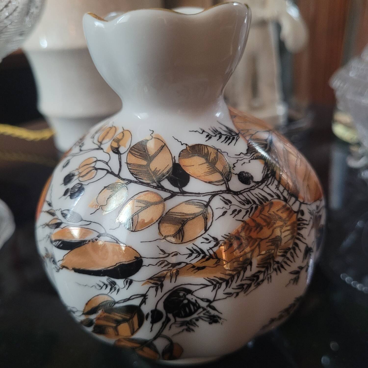 Vase en porcelaine Lomonossov dorée, Russie années 1950-70
