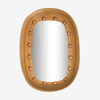 Pencil reed rattan bamboo mirror, Italy 1960s