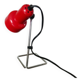 1970s 80s lamp, chrome metal and red polycarbonate.