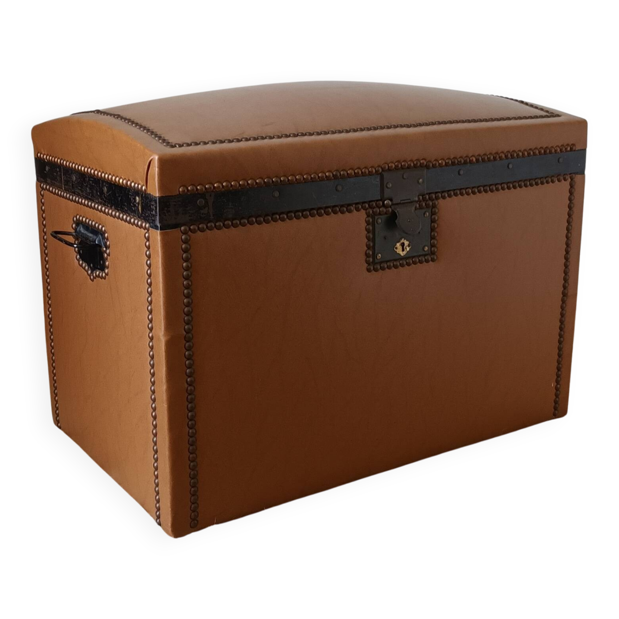 Vintage wooden and faux leather dome bag