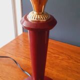 Lamp from the 40s/50s by Maison Lancel, covered in Bordeaux leather