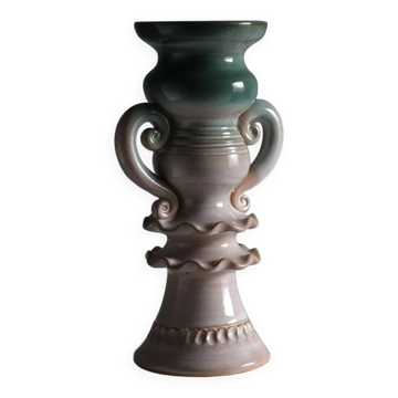 Vase porte-bougie festonné en céramique | Lettonie | Années 1970