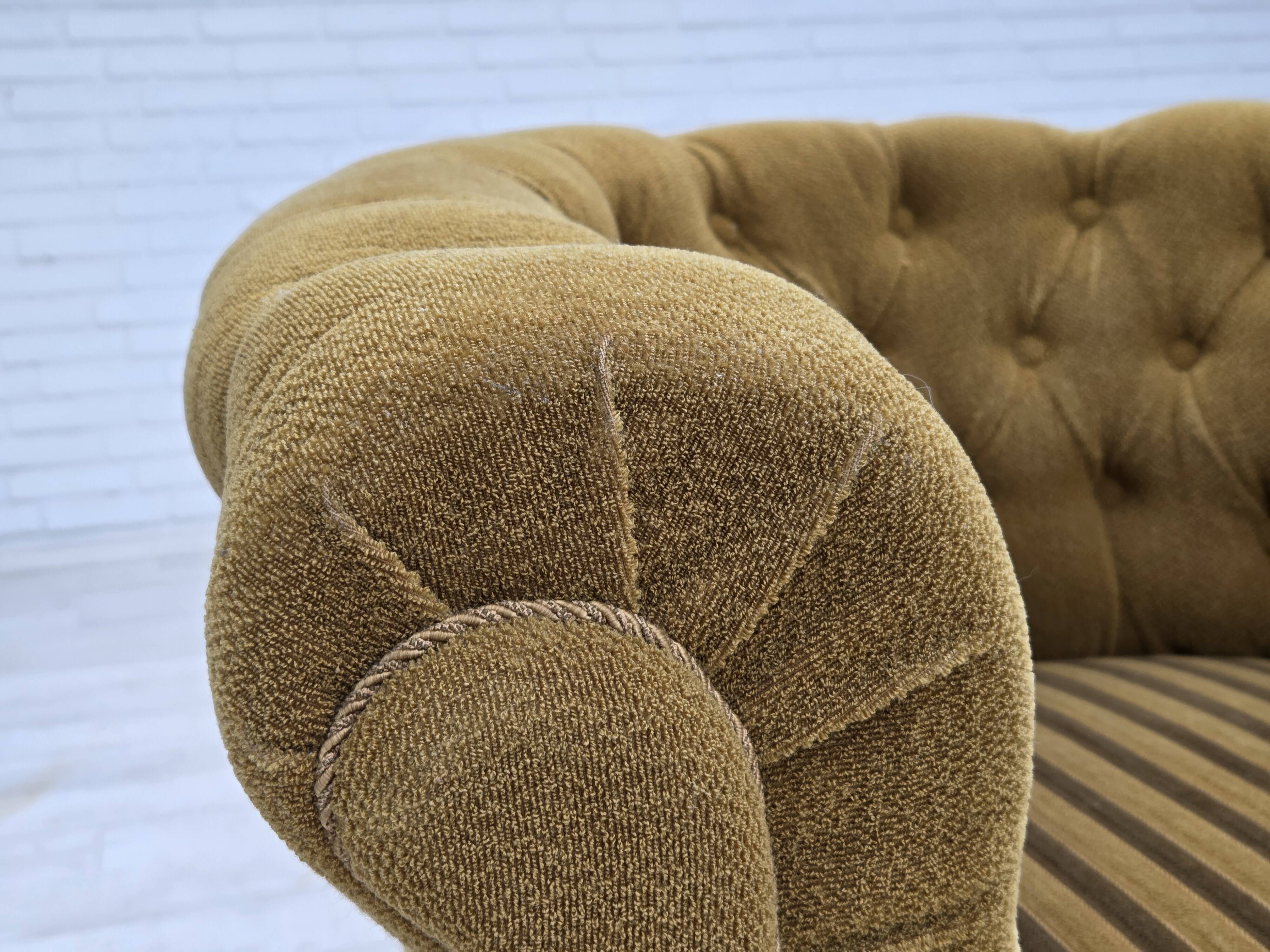 1950s, Danish relax chair, green furniture wool, ash wood.