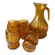 Vintage amber glass glasses and carafe set