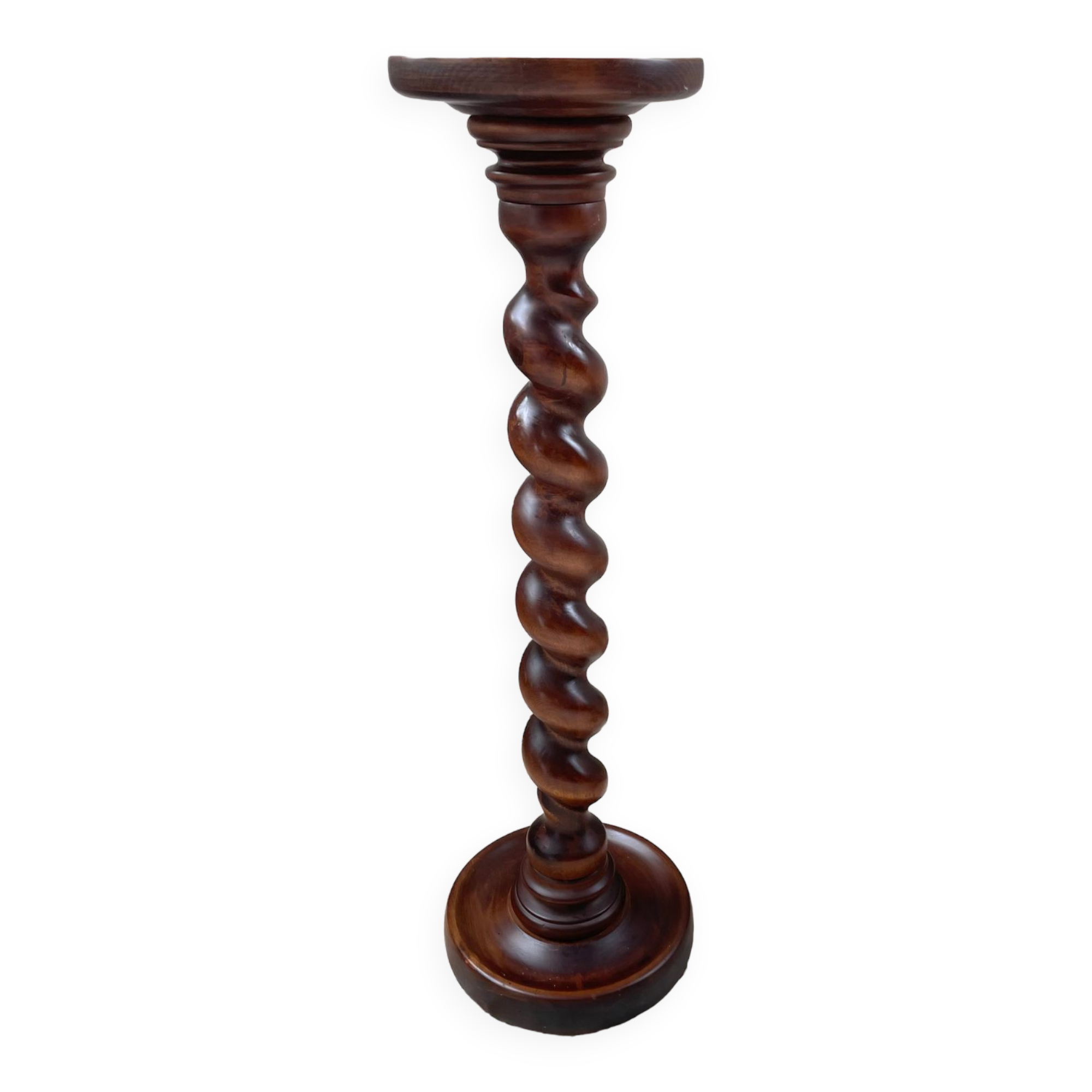 Side table walnut base turned wood