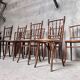 Series of 7 old bar cane cane bistro chairs