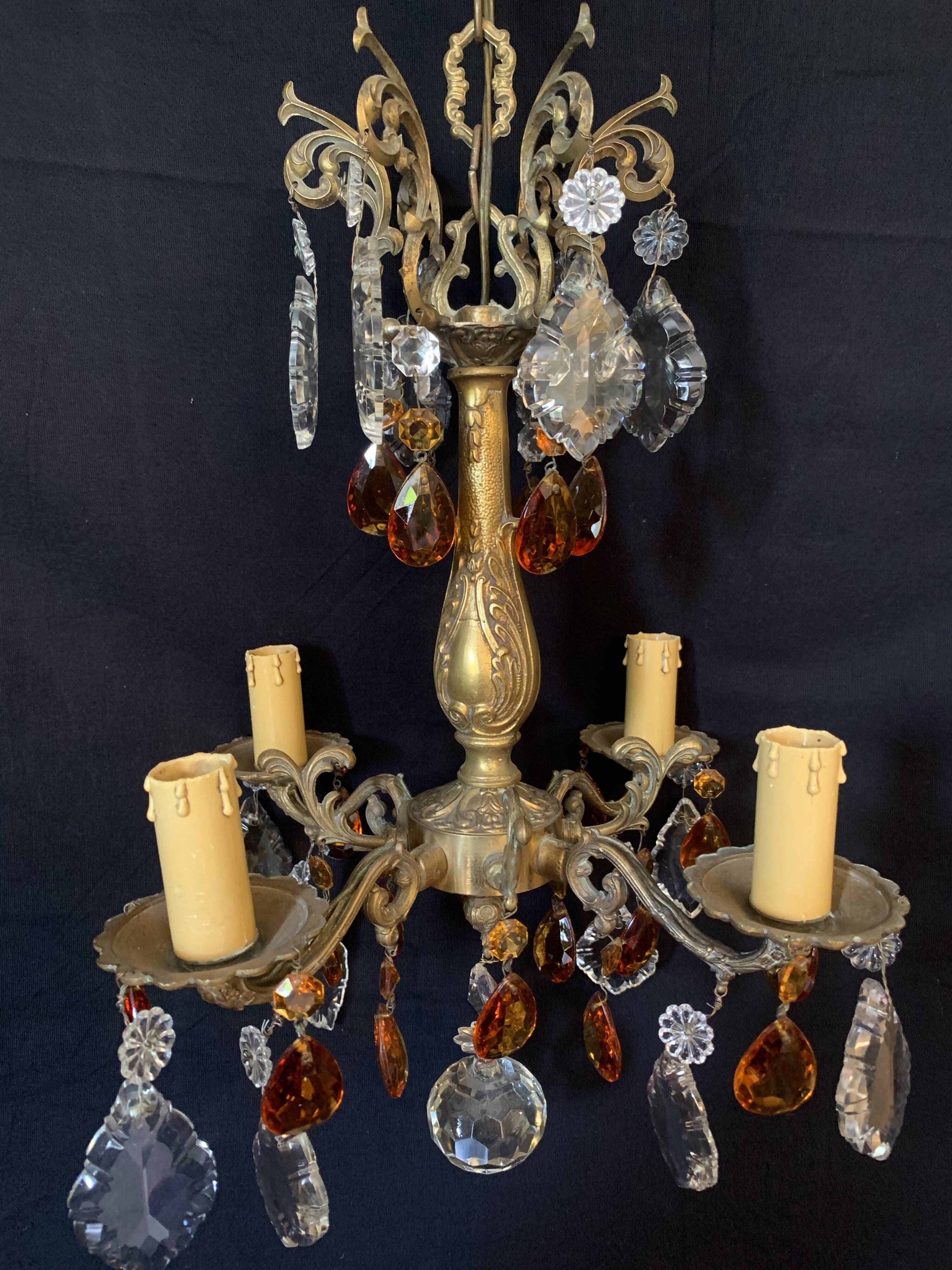 4 bronze lights and tassels chandelier